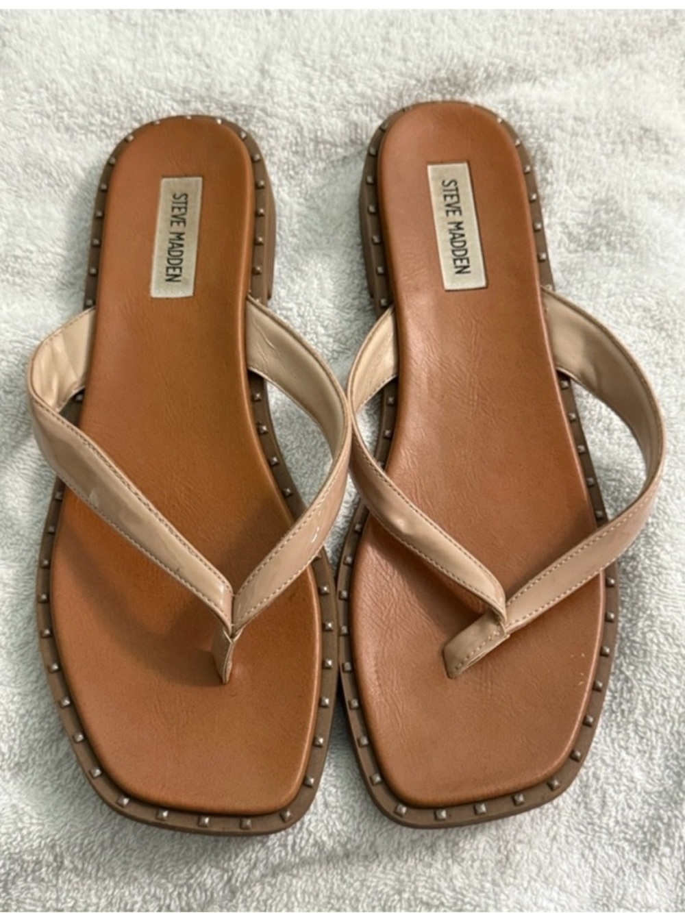 Steve Madden Nude/Tan Studded Thong Sandals